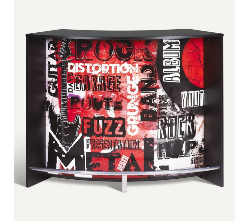 Meuble Bar Comptoir D'accueil Noir 3 Tablettes 134,5 X 104,8 X 55,3 Cm - Coloris: Rock 451