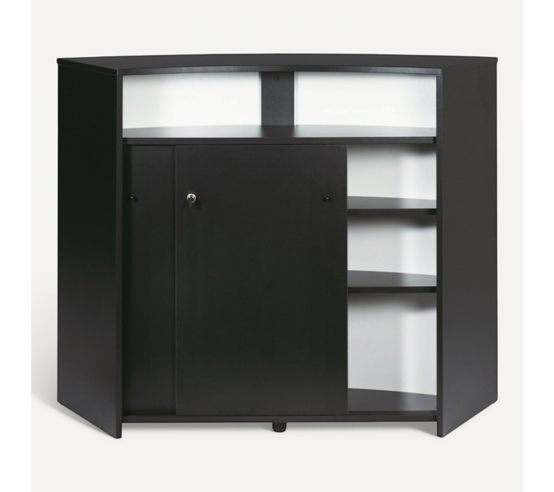 Comptoir D'accueil 2 Portes Noir 4 Niches Serrure 134,5 X 104,8 X 55,3 Cm - Coloris: Blanc