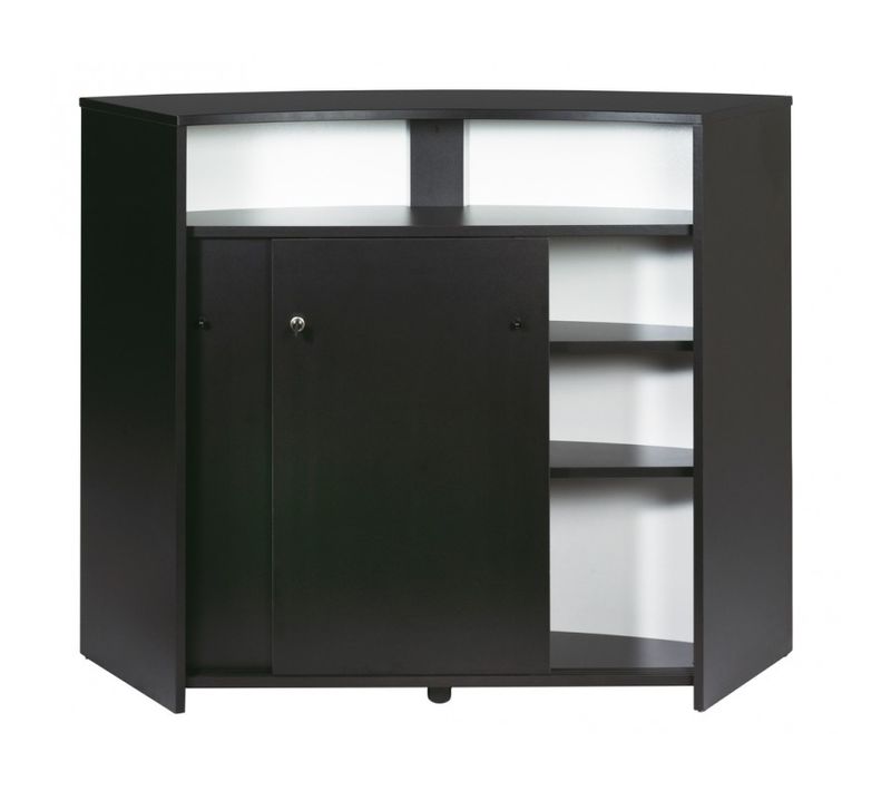 Comptoir D'accueil 2 Portes Noir 4 Niches Serrure 134,5 X 104,8 X 55,3 Cm - Coloris: Rock 451