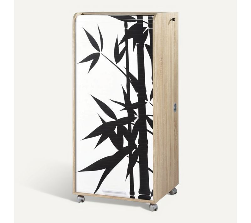 Armoire Informatique Mobile Chêne 2 Tiroirs 5 Niches L 65.2 H 139.9 P 53.1 Cm - Coloris: Bambous 912