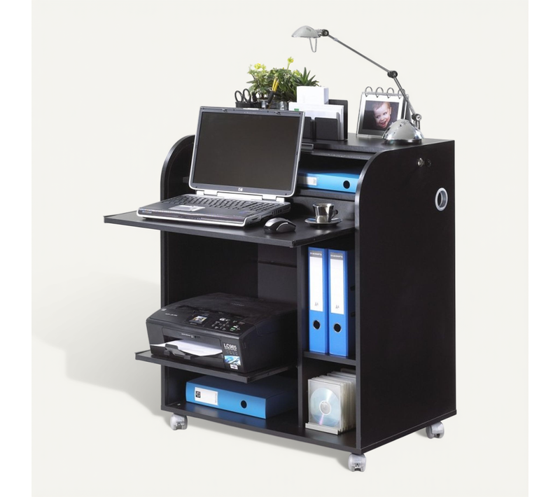 Bureau Informatique Noir à Roulettes - Coloris: Zonk Pow 400