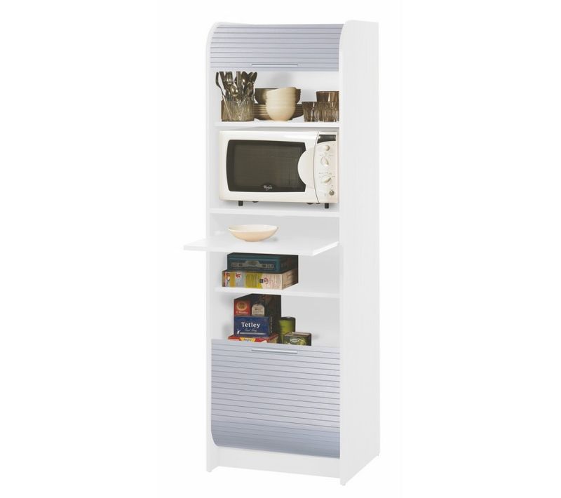 Meuble De Cuisine Micro-onde Blanc Alu 6 Niches L 58,2 H 180,7 P 47cm