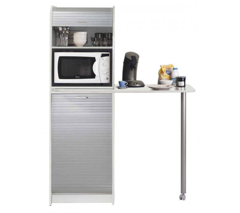 Table De Cuisine Et Meuble De Rangement Blanc Alu L 131.1 H 180.7 P 60 Cm