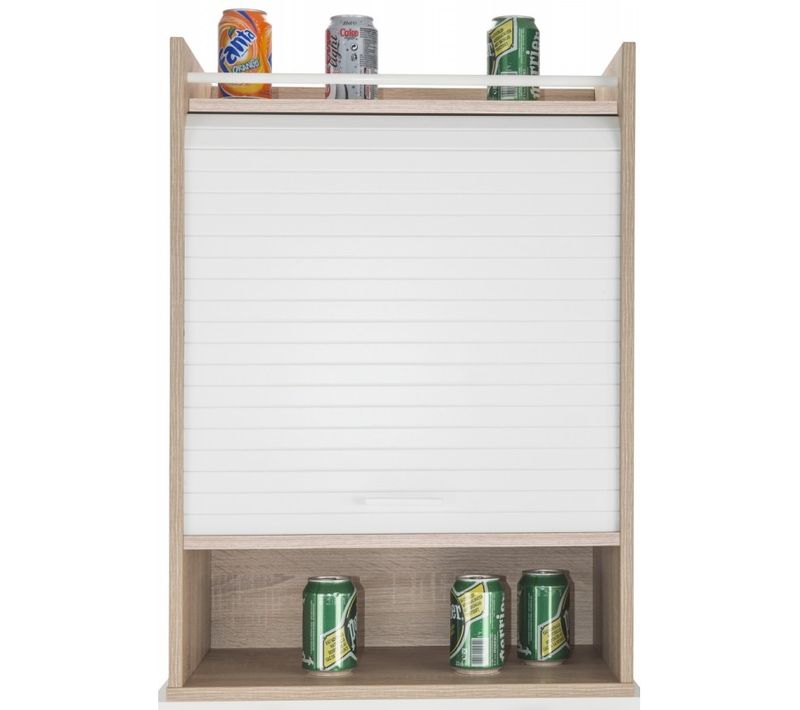 Meuble De Cuisine Chêne Rideau Noir Ou Blanc 4 Niches 54 X 76.6 X 35,4 Cm - Coloris: Blanc