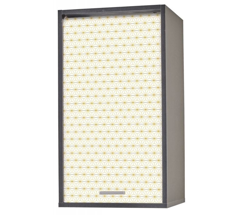 Meuble Cuisine Noir 40x72 Face Imprimée - Ciel Étoilé Jaune