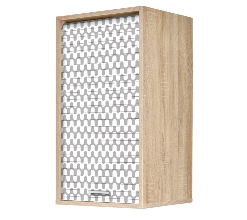 Meuble Cuisine Chêne 40x72 Face Imprimée - Coloris Rideau: Vagues Grises 810