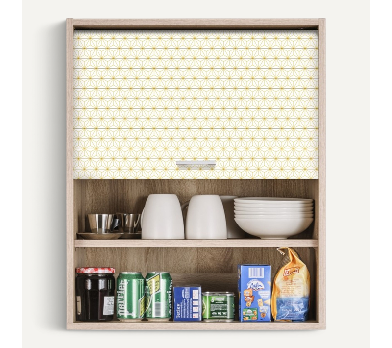 Meuble Cuisine Chêne Façade Décor 2 Etagères Largeur 60 Haut 72 Prof 35 Cm - Ciel étoilé Jaune 520