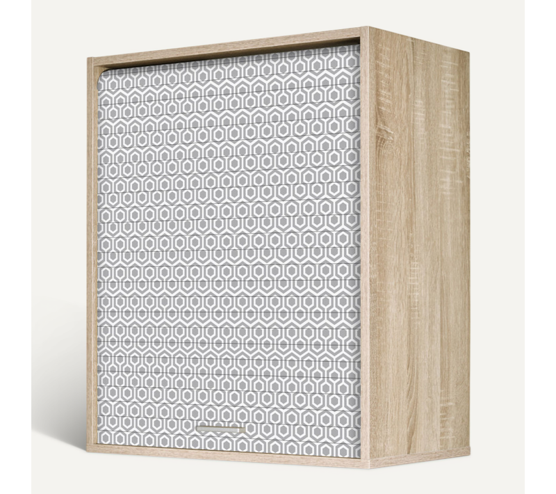Meuble Cuisine Chêne Façade Décor 2 Etagères Largeur 60 Haut 72 Prof 35 Cm - Hexagones Gris 521