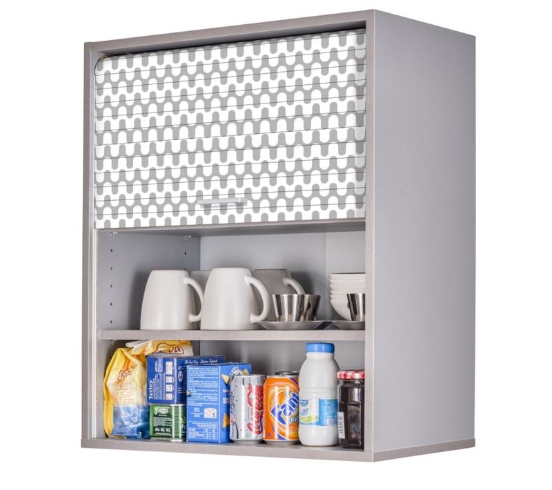 Meuble Cuisine Imitation Alu 1 Rideau Vagues 3 Niches L 60 H 72 P 35 Cm - Vagues Grises 810