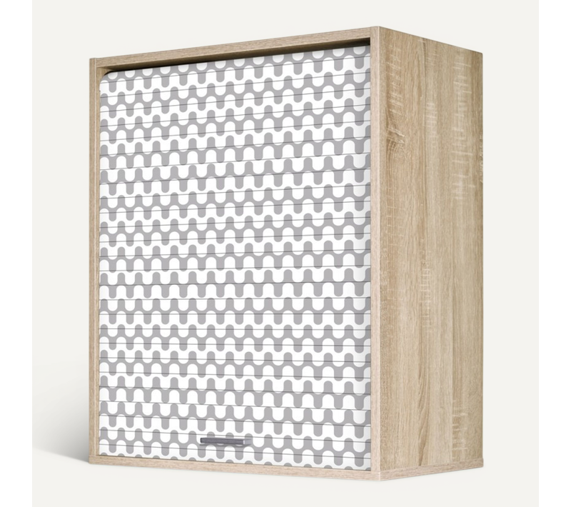 Meuble Cuisine Chêne Façade Décor 2 Etagères Largeur 60 Haut 72 Prof 35 Cm - Vagues Grises 810