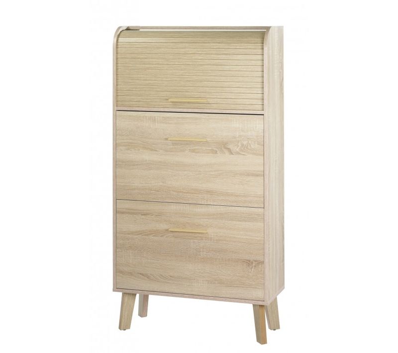 Meuble à Chaussures Chêne Vintage - Coloris Rideau: Rideau Chêne