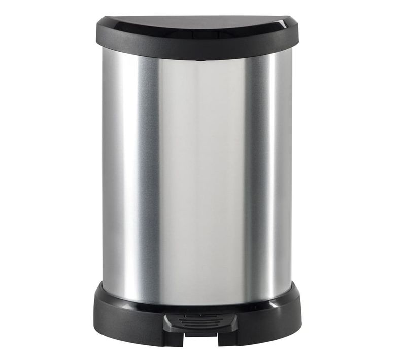 Poubelle à Pédale Deco Forme De D 15 L Argenté