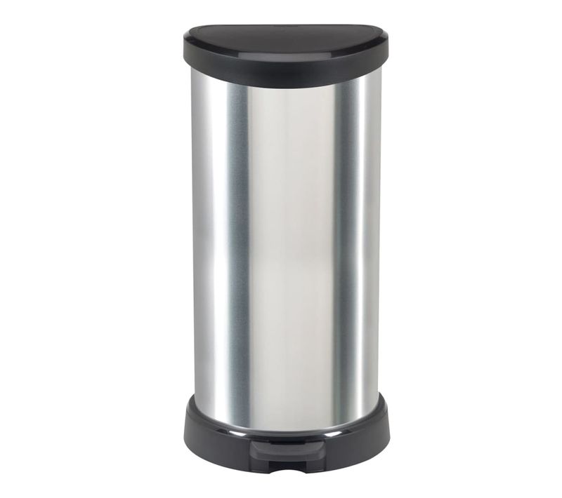 Poubelle à Pédale Deco Forme De D 40 L Argenté
