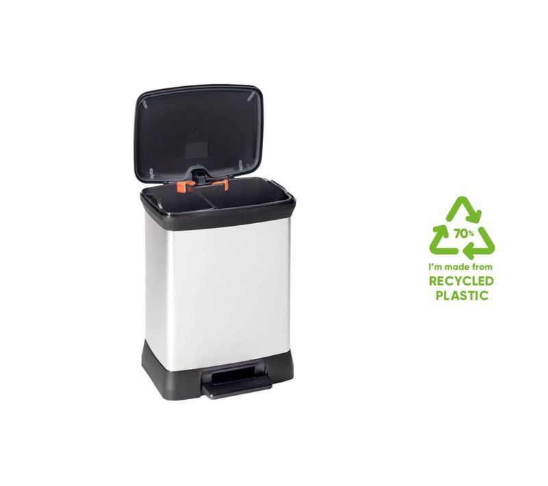 Poubelle Duo à Pédale Deco 10l+18l Argenté