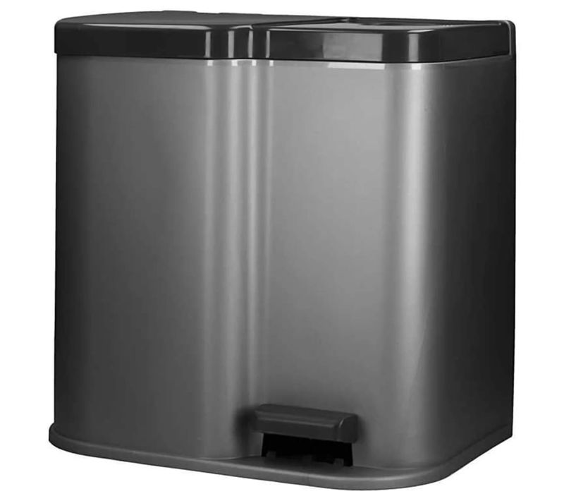 Poubelle Duo À Pédale Deco Seaux Intérieurs 15 L Et 6 L Gris