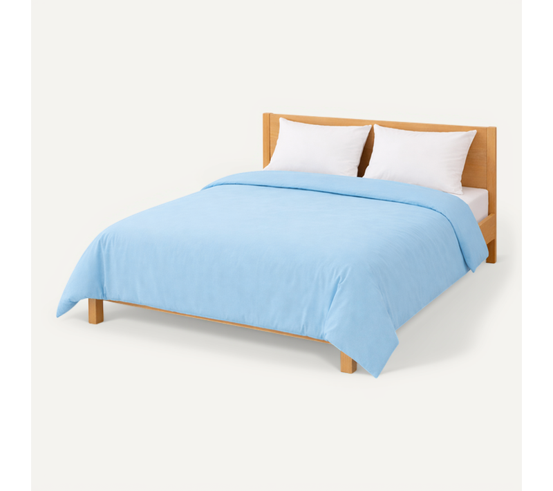 Housse De Couette Polycoton Bleu Ciel - 2 Personnes 220 X 240 - Toutes Saisons
