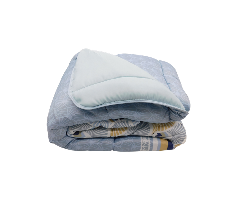 Couette Tempérée Imprimée Thébès / Uni Bleu Clair - 2 Personnes 220 X 240