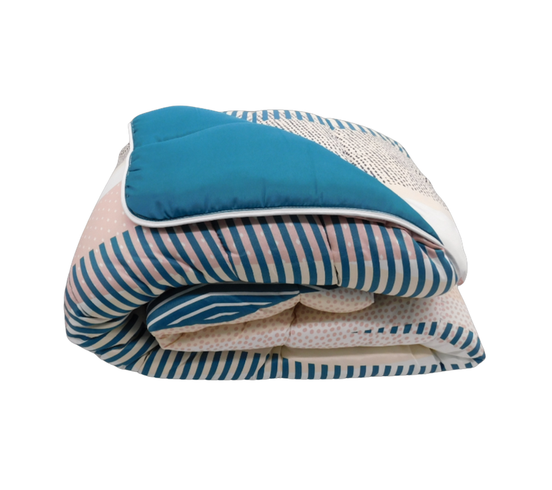 Couette Tempérée Imprimée Ista / Uni Bleu Canard - 2 Personnes 220 X 240