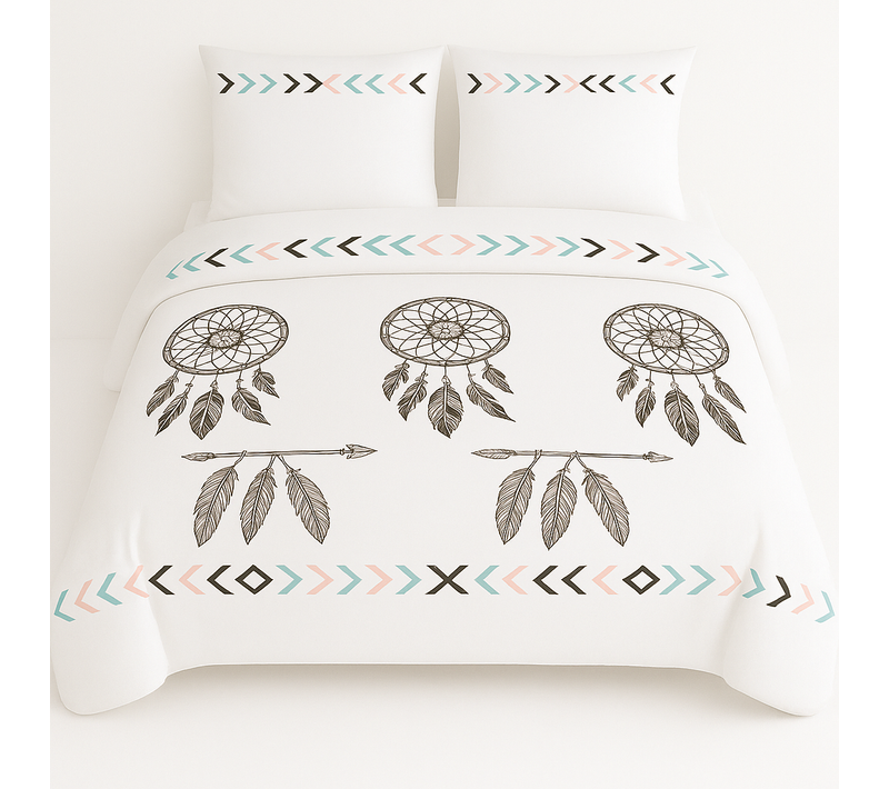 Couette Tempérée Imprimée Attrape Rêve Noir - 2 Personnes 220 X 240 - Mi Saison