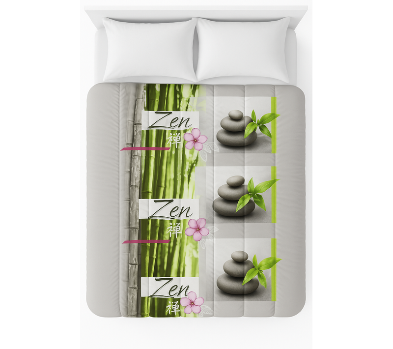 Couette Ultra Légère Imprimée Zen - 1 Ou 2 Personnes 200x200 - Spécial Eté