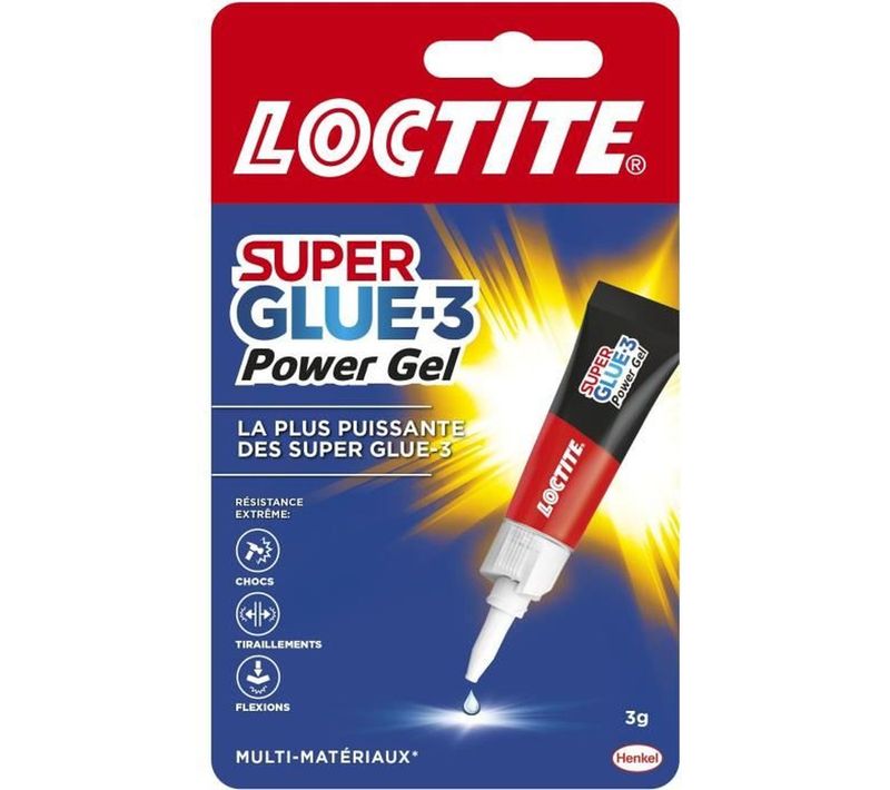 Colle Super Glue Gel Power Flex 3 G - Tube Précision, Résistante Eau et Chocs