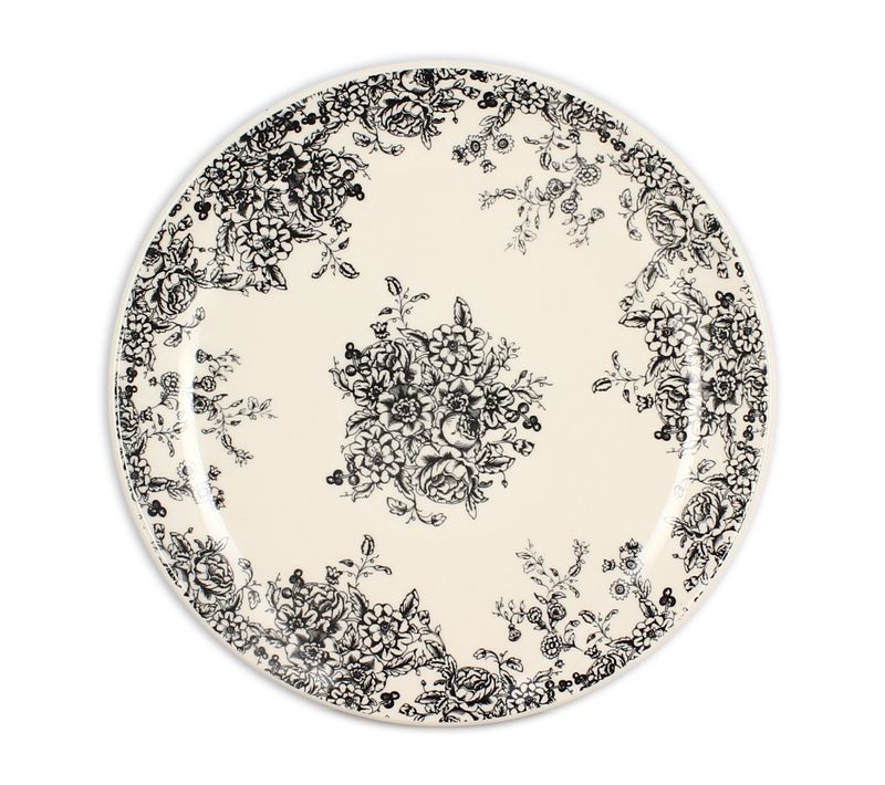 Assiette plate Ø 26 cm FLORALI Blanche et noire