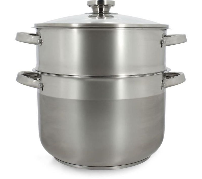 Couscoussier 10 L Acier Inoxydable Avec Couvercle Verre D.24 Cm