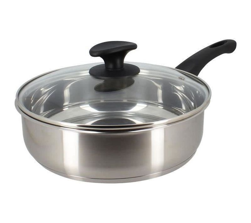 Sauteuse Inox 24 Cm Avec Couvercle Verre — Tous Feux Induction, Antiadhésif