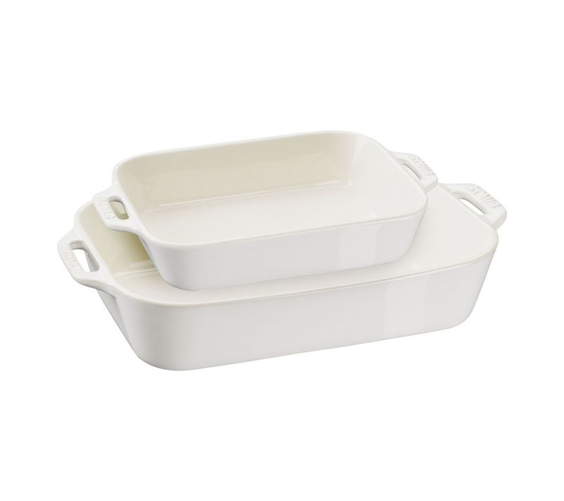 Set De Plats à Gratin, Céramique, 3 Pièces (20x16 Cm / 27x20 Cm / 34x24 Cm), Cerise