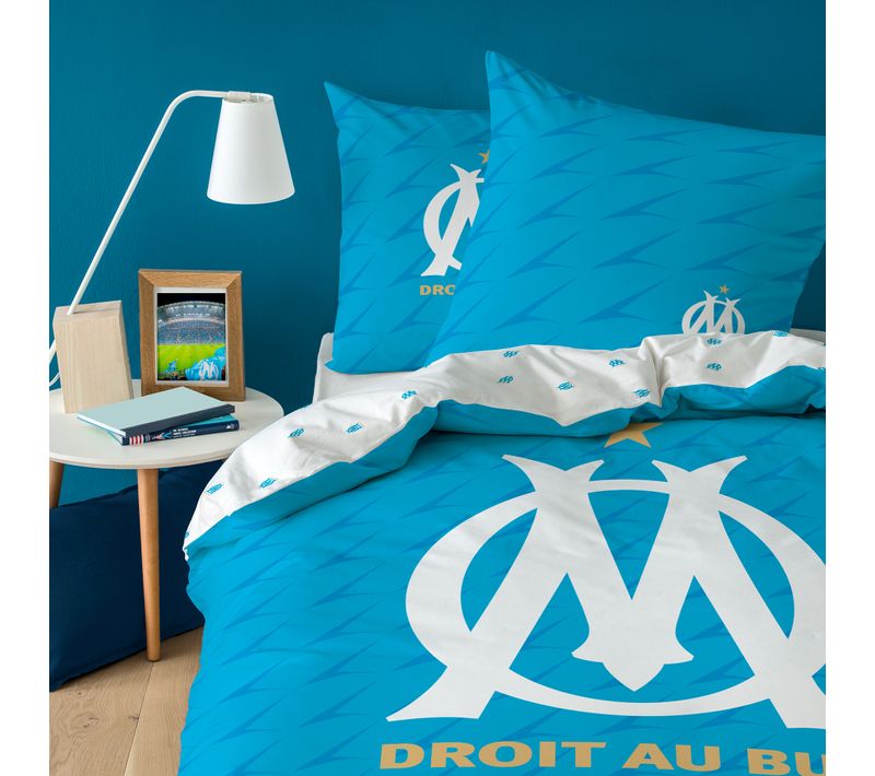Parure De Lit Imprimée 100% Coton, Om Voilure Bleu 140x200+63x63cm