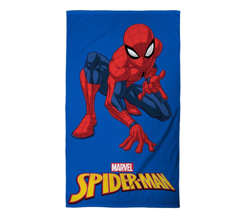 Serviette De Bain Et De Plage Imprimée 100% Coton, Spiderman Super Hero Bleu Marine 70x120cm