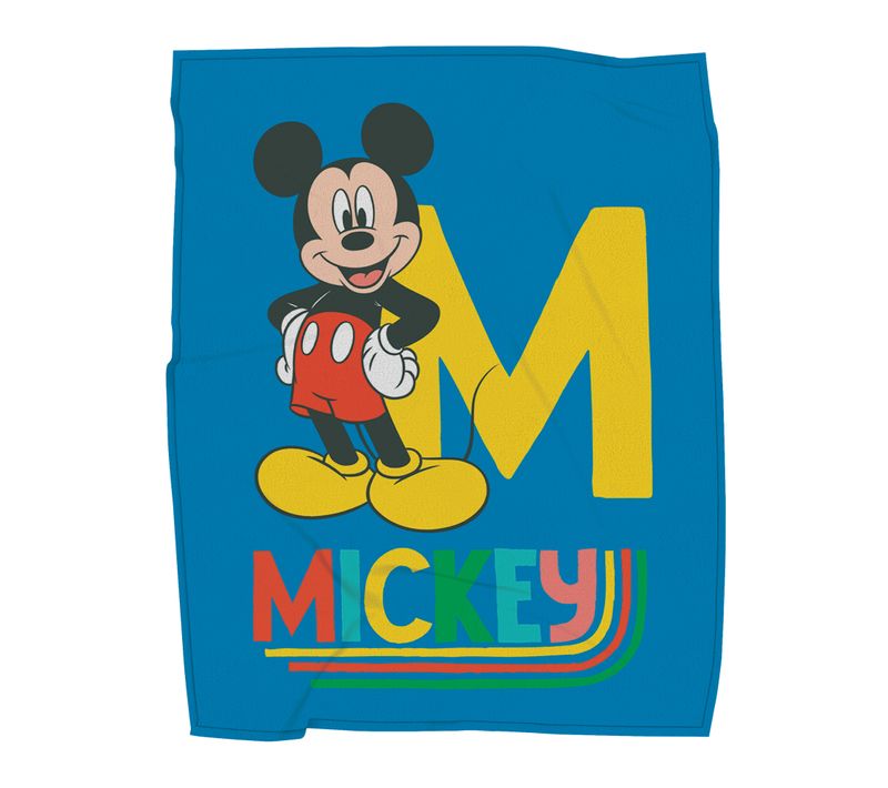 Plaid Polaire Imprimé Toucher Extra Doux, Disney Mickey Good Days Bleu 125x150cm