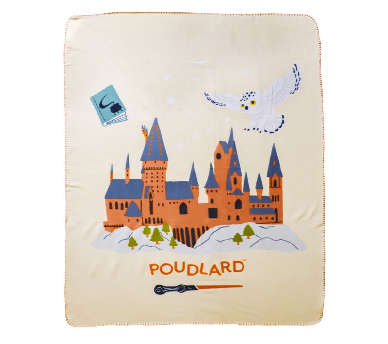 Plaid Polaire Imprimé 100% Polyester, Harry Potter Hedwige School Beige 110x140cm