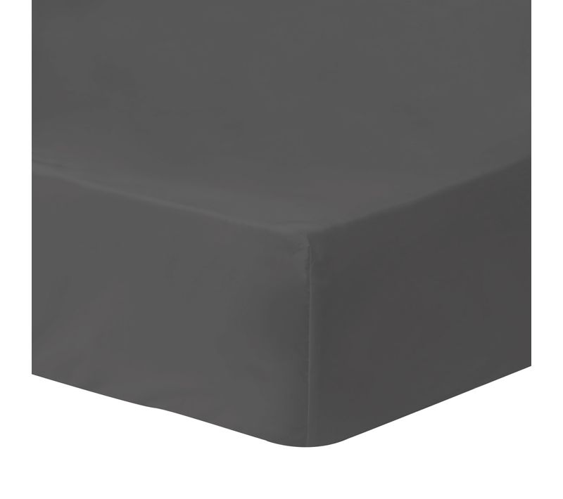 Drap-housse Uni En Coton, Coton Lavé Anthracite 90x190/200cm - Bonnet 30cm