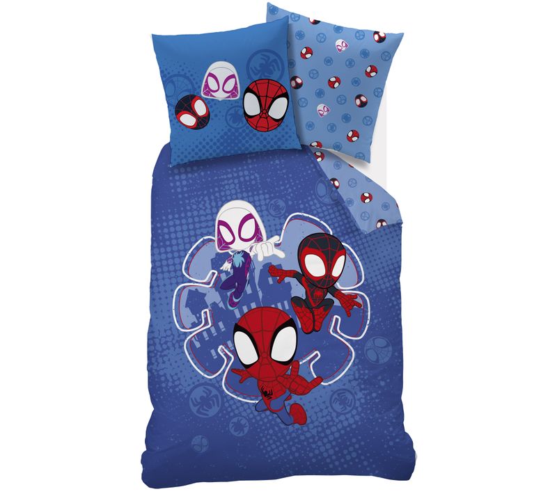 Parure De Lit Imprimée 100% Coton, Spidey Little Bleu 140x200+63x63cm