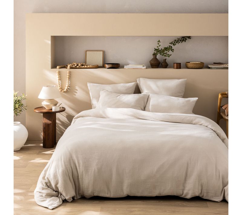 Housse De Couette Unie En Coton, Gaze De Coton Naturel 140x200cm