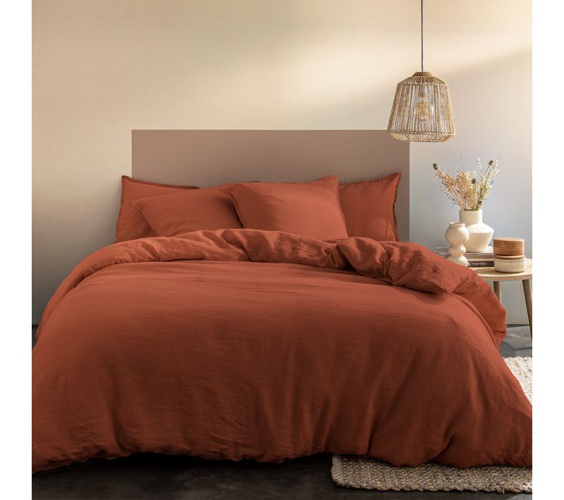 Housse De Couette Unie En Lin, Passion Lin Sienne 240x220cm