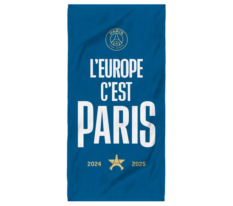 Serviette De Bain Et De Plage Imprimée 100% Coton, Psg Nation Bleu Nuit 75x150cm