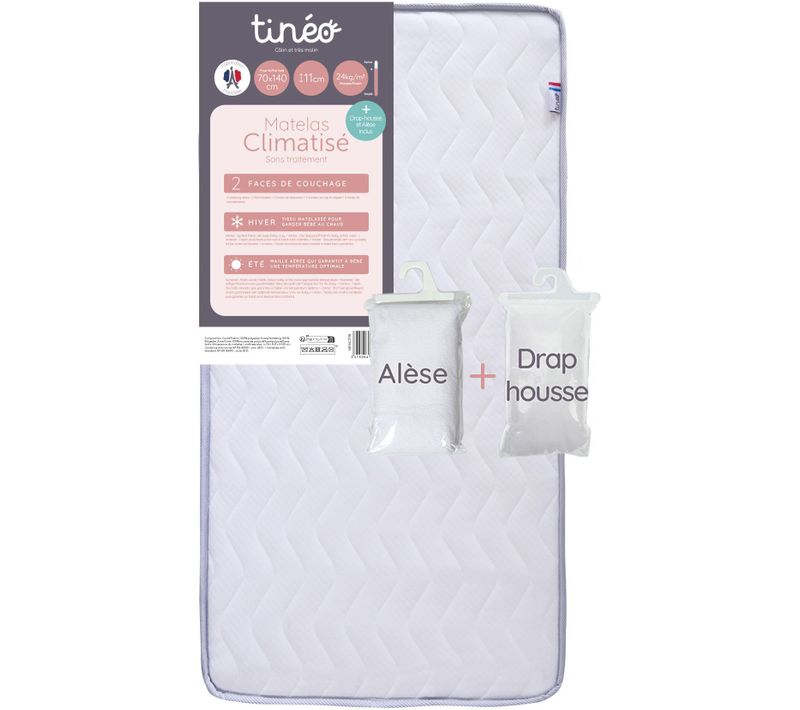 Matelas Bébé Climatisé Compressé - 70 X 140 Cm - Epaisseur 11 Cm - Avec Drap Housse Et Alese -