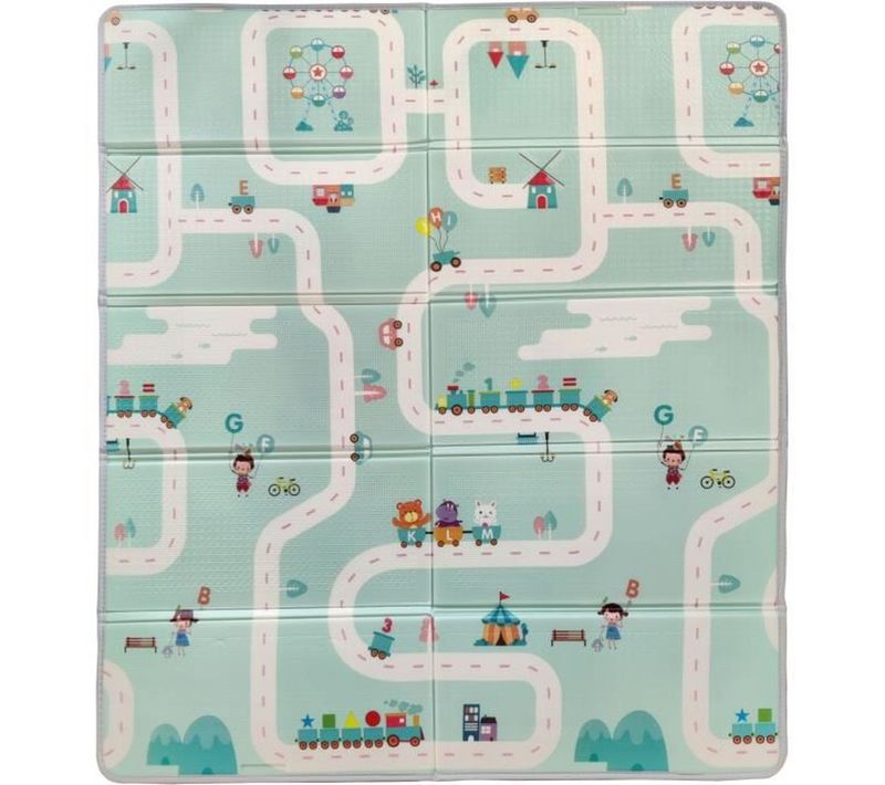 Tapis De Jeu Réversible XXL 150x180x1 Cm - Mousse 30 Kg/m3, Étanche Pliable
