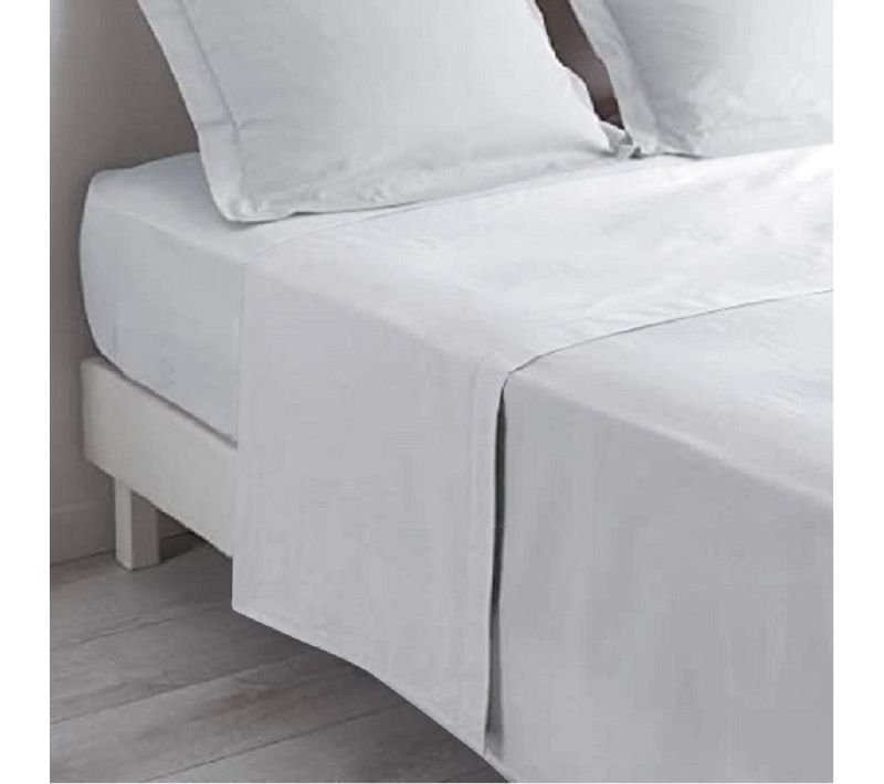 Drap Plat Uni Blanc 270x325 Cm 100 % Coton 57 Fils - Fabrication Française Dans Les Vosges, Doux,