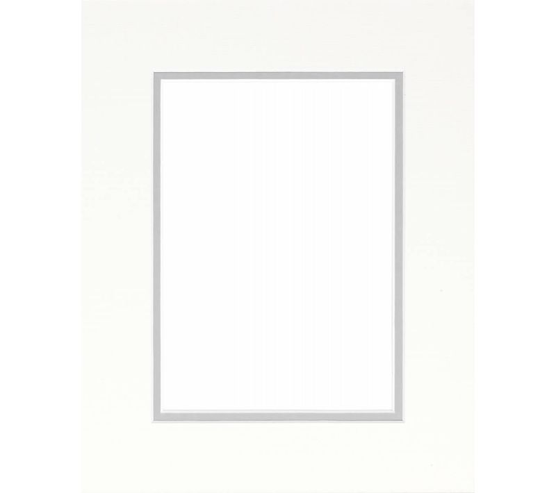 Passe-partout Double Blanc Avec Liseré Gris 30x40 Cm Ouverture 20x30 Cm Blanc