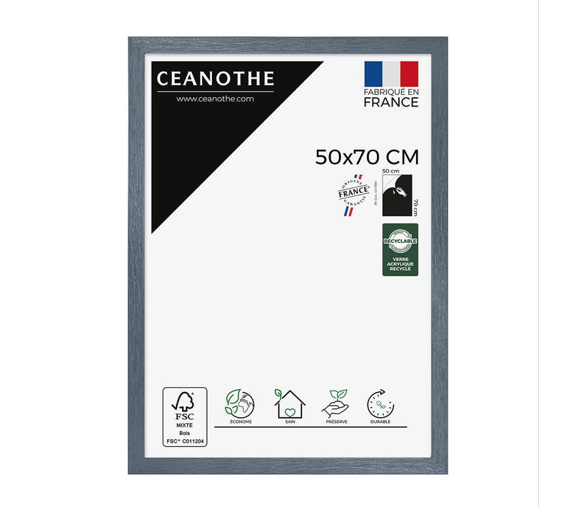 Cadre Photo Karma Gris Bleuté 50x70 Cm Bleu Bois Reconstitué Fsc