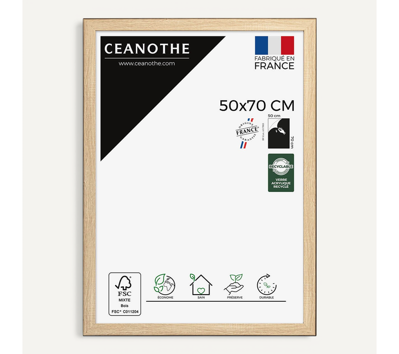 Cadre Photo Newton Bois Noir 50x70 Cm Noir Résine Recyclée
