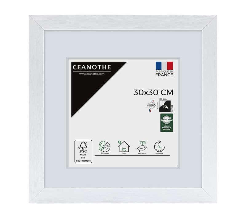 Cadre Photo Karma Blanc 30x30 Cm Blanc Bois Reconstitué Fsc