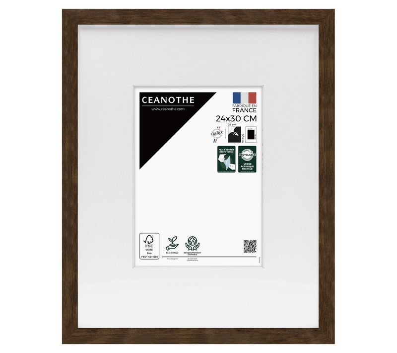 Cadre Photo Wild ébène 24x30 Cm Avec Passe-partout 13x18 Cm Brun Résine Recyclée