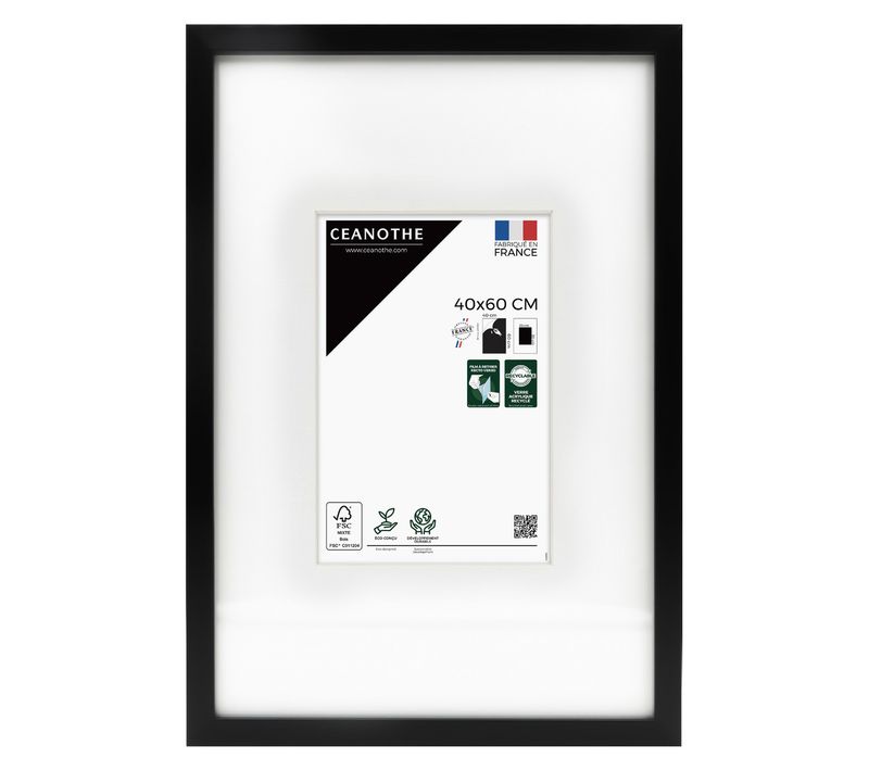 Cadre Photo Wild Noir 40x60 Cm Avec Passe-partout 20x30 Cm Noir Résine Recyclée