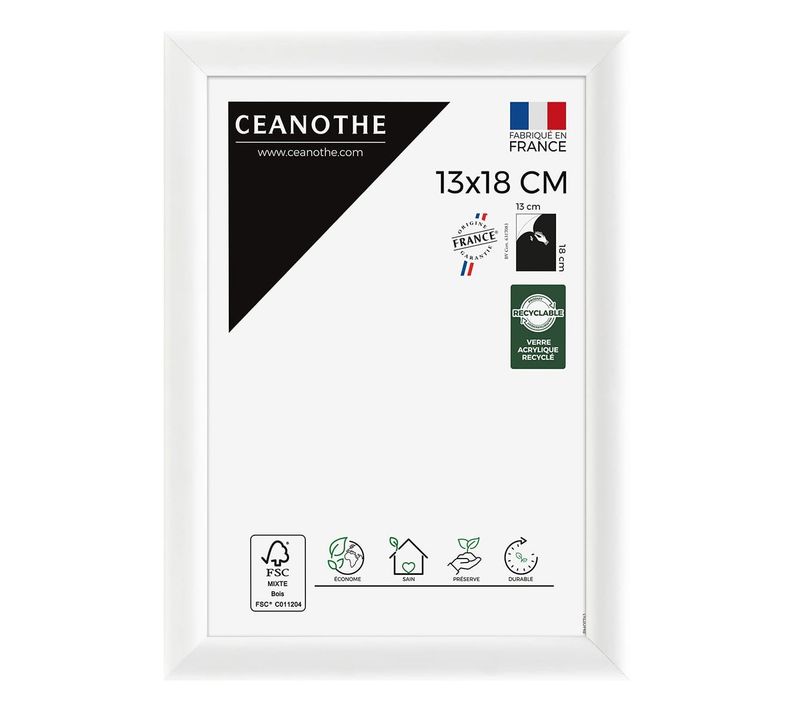 Cadre Photo Essentiel Exposition Blanc 13x18 Cm Blanc Bois Massif Fsc