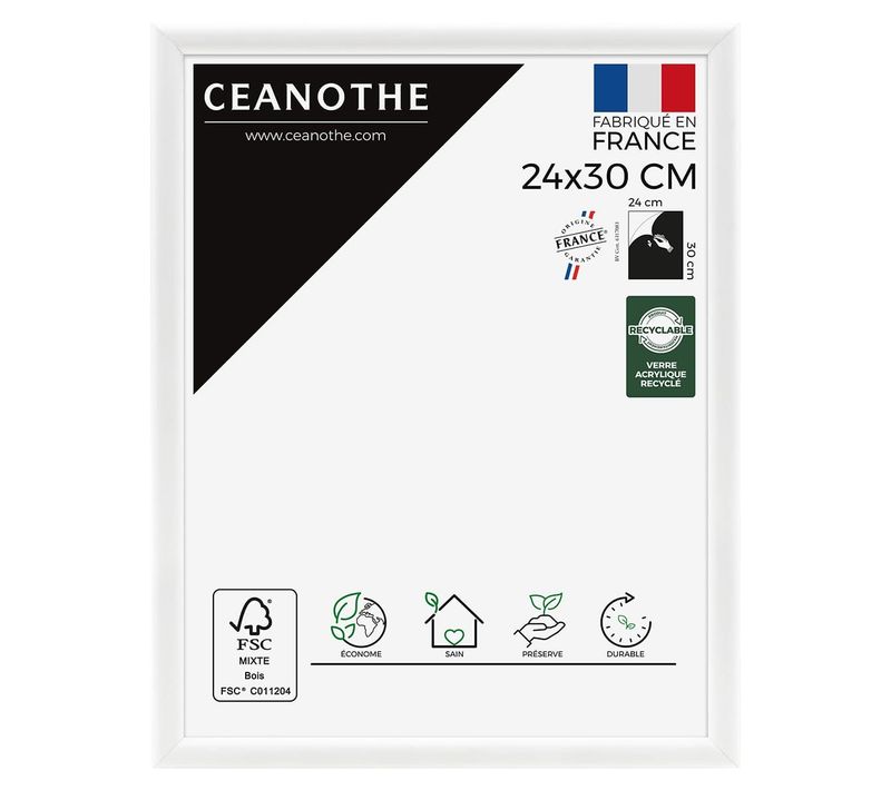 Cadre Photo Essentiel Exposition Blanc 24x30 Cm Blanc Bois Massif Fsc