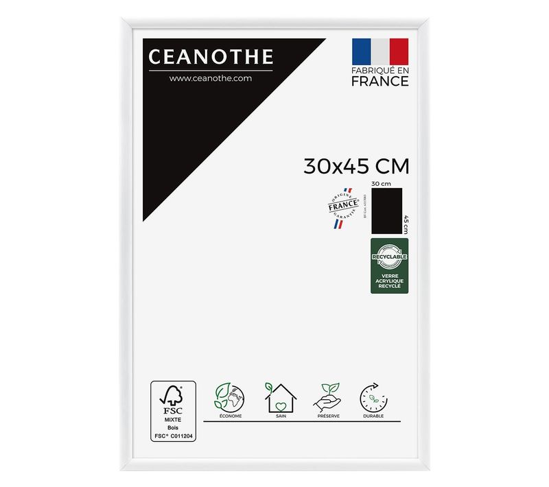 Cadre Photo Essentiel Exposition Blanc 30x45 Cm Blanc Bois Massif Fsc